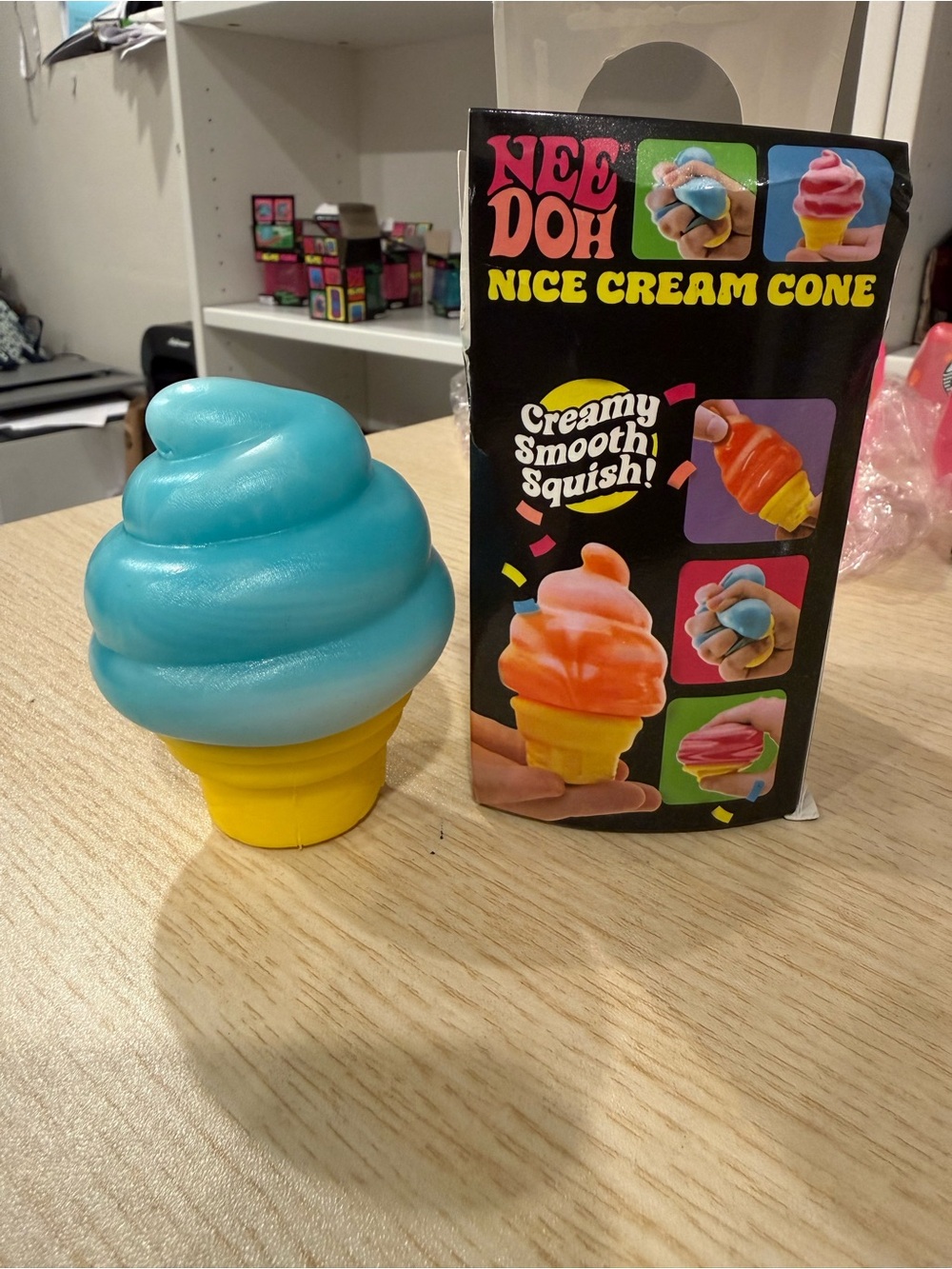 Nice Cream Cone Squishy Toy - Blue and Yellow